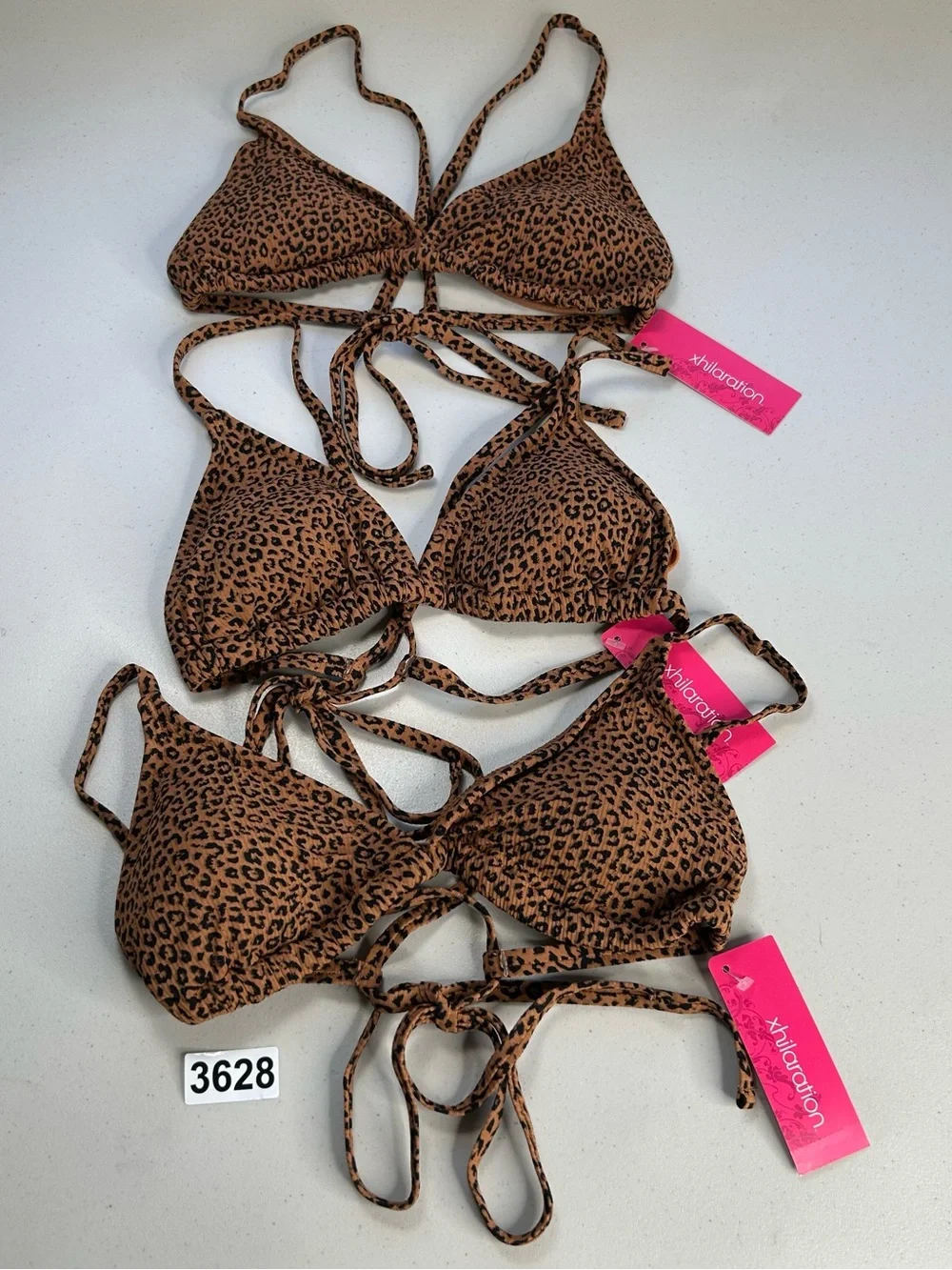 Xhilaration Youth Animal Print Triangle Bikini Top Small Padded Swimwear 3 Pack